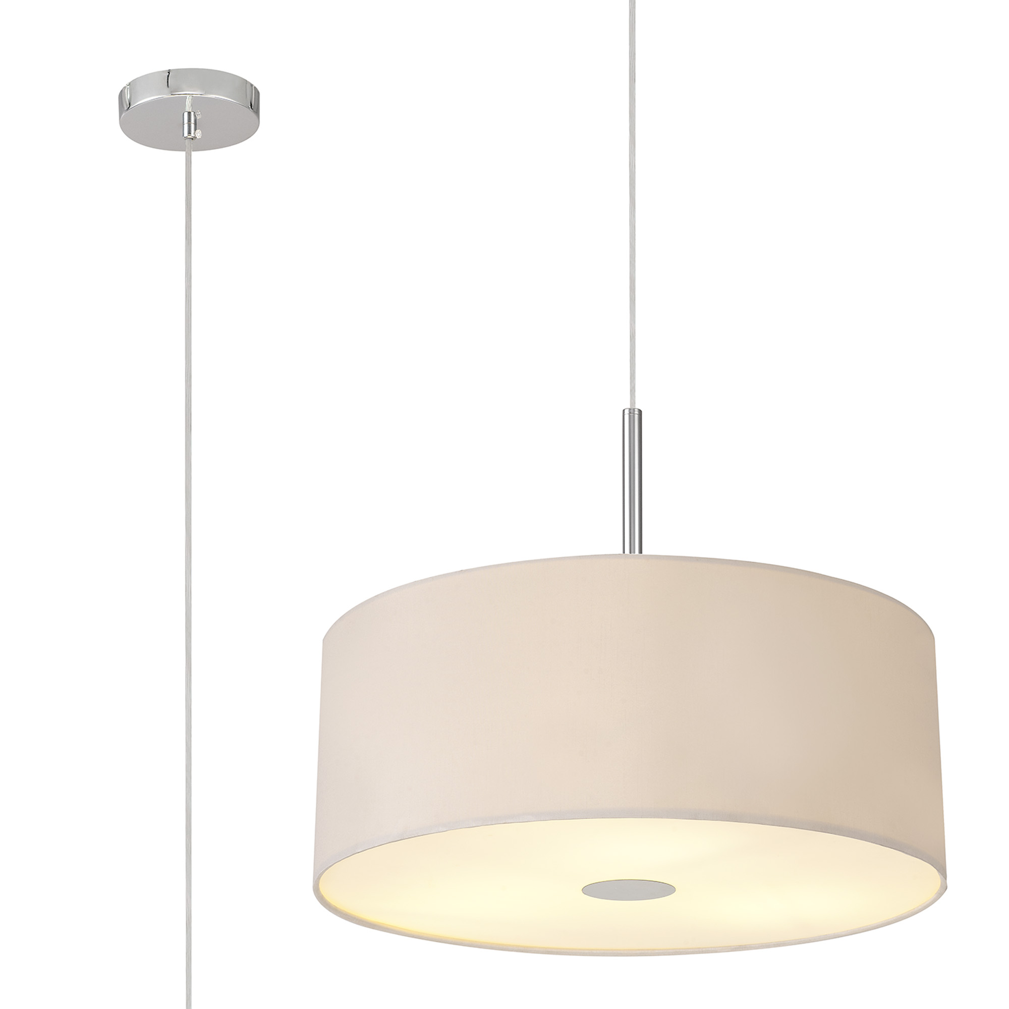 Baymont 50cm 3 Light Pendant Polished Chrome, Nude Beige/Moonlight, Frosted Diffuser